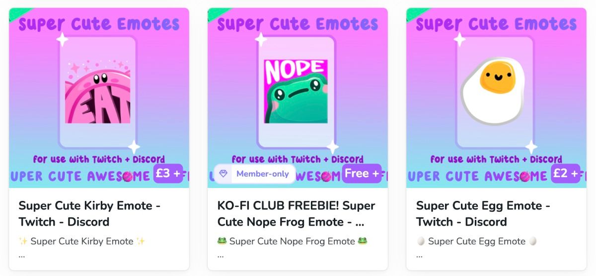Cửa hàng Ko-fi Các mặt hàng kỹ thuật số để bán