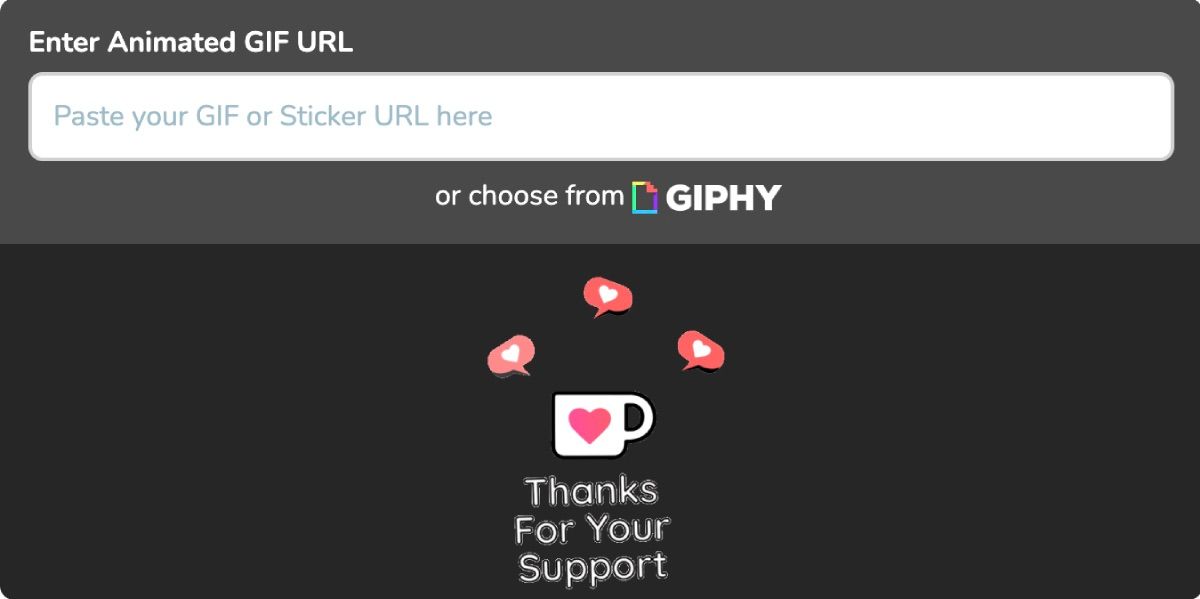 Ko-fi Animated Overlay với Thanks for your Support Gif