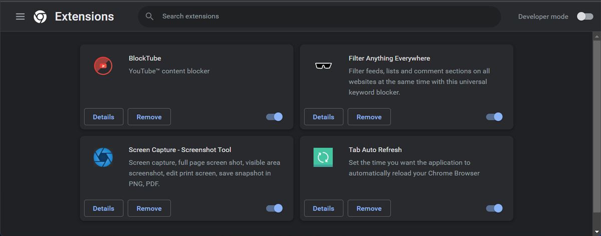 Quản lý tiện ích mở rộng của Google Chrome