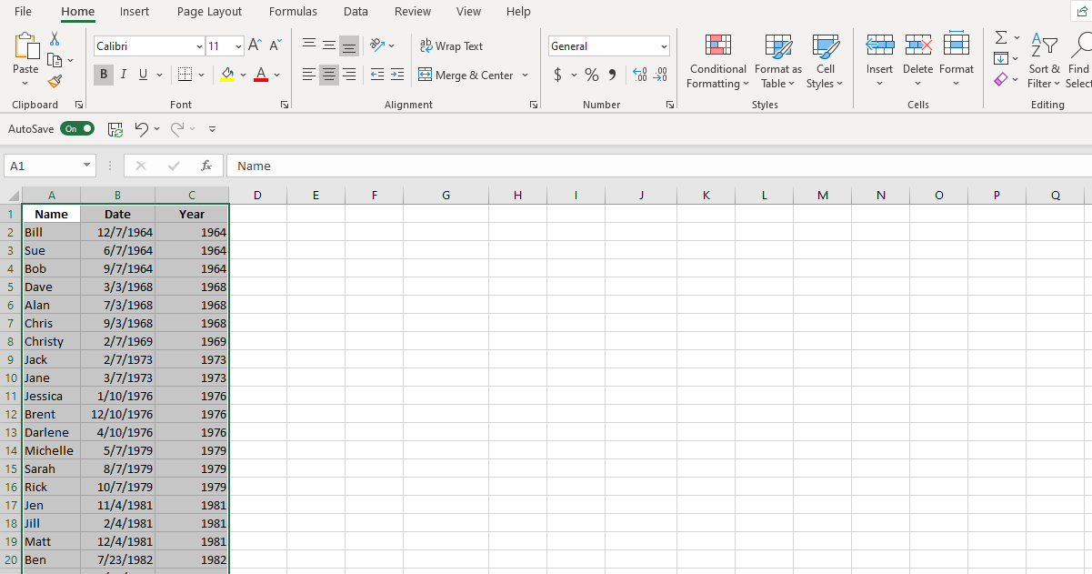 Ảnh chụp màn hình Hàm NĂM Excel