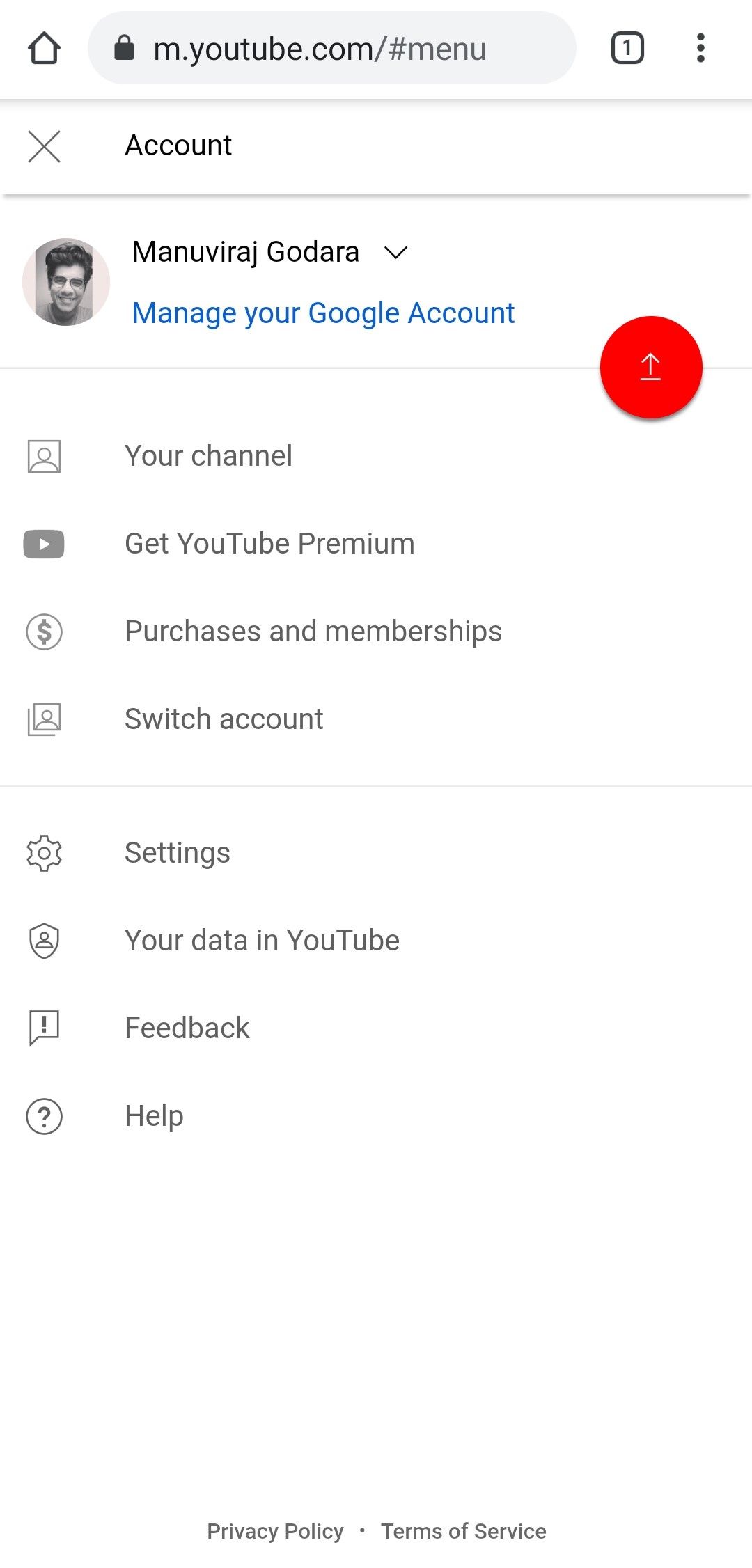 Cài đặt trang web YouTube dành cho thiết bị di động.