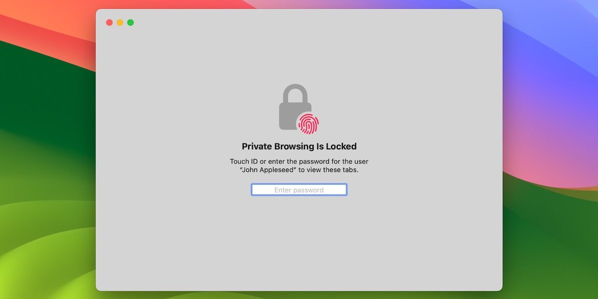 tự động khóa tab duyệt web riêng tư trên macOS Sonoma