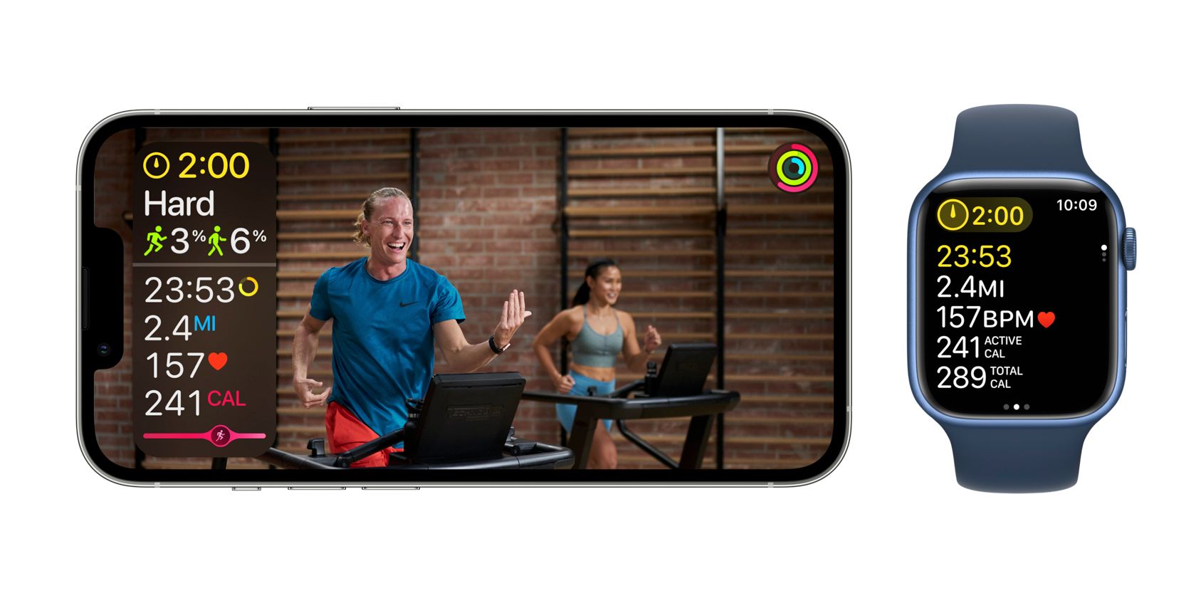 Bài tập apple fitness plus hiển thị trên màn hình iphone và mặt apple watch