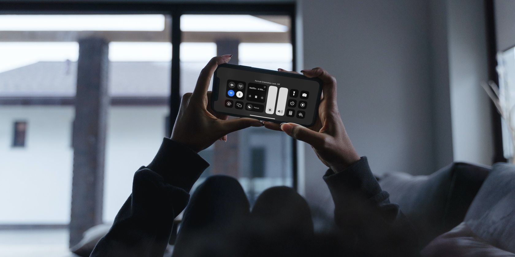 control center on iPhone landscape