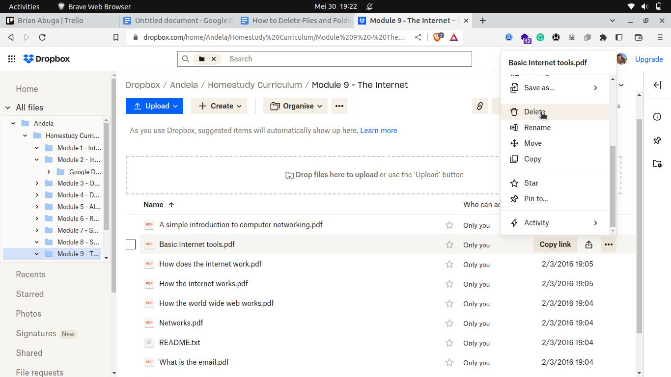 Tệp đang bị xóa khỏi bộ lưu trữ Dropbox