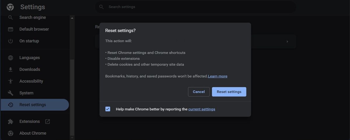 Đặt lại Google Chrome
