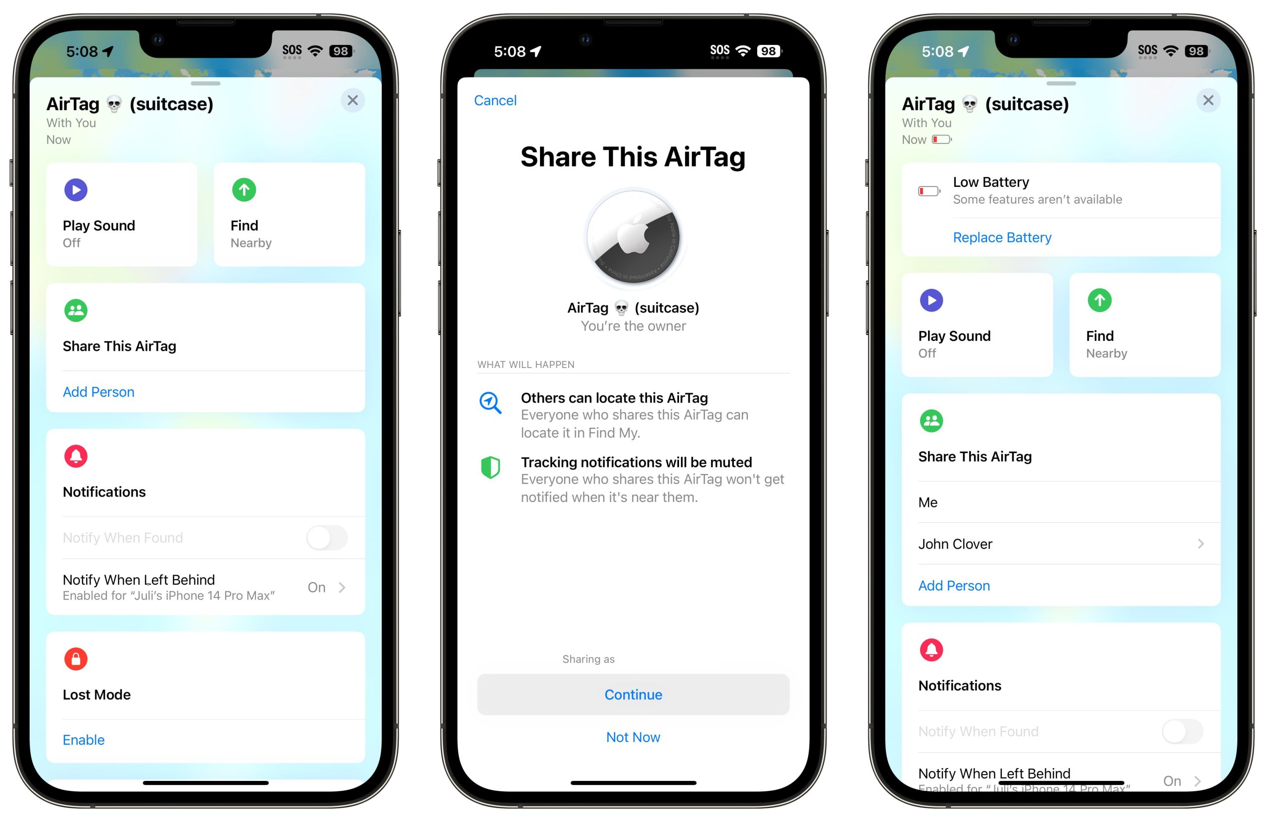iOS 17 cho phép bạn chia sẻ AirTags với người khác