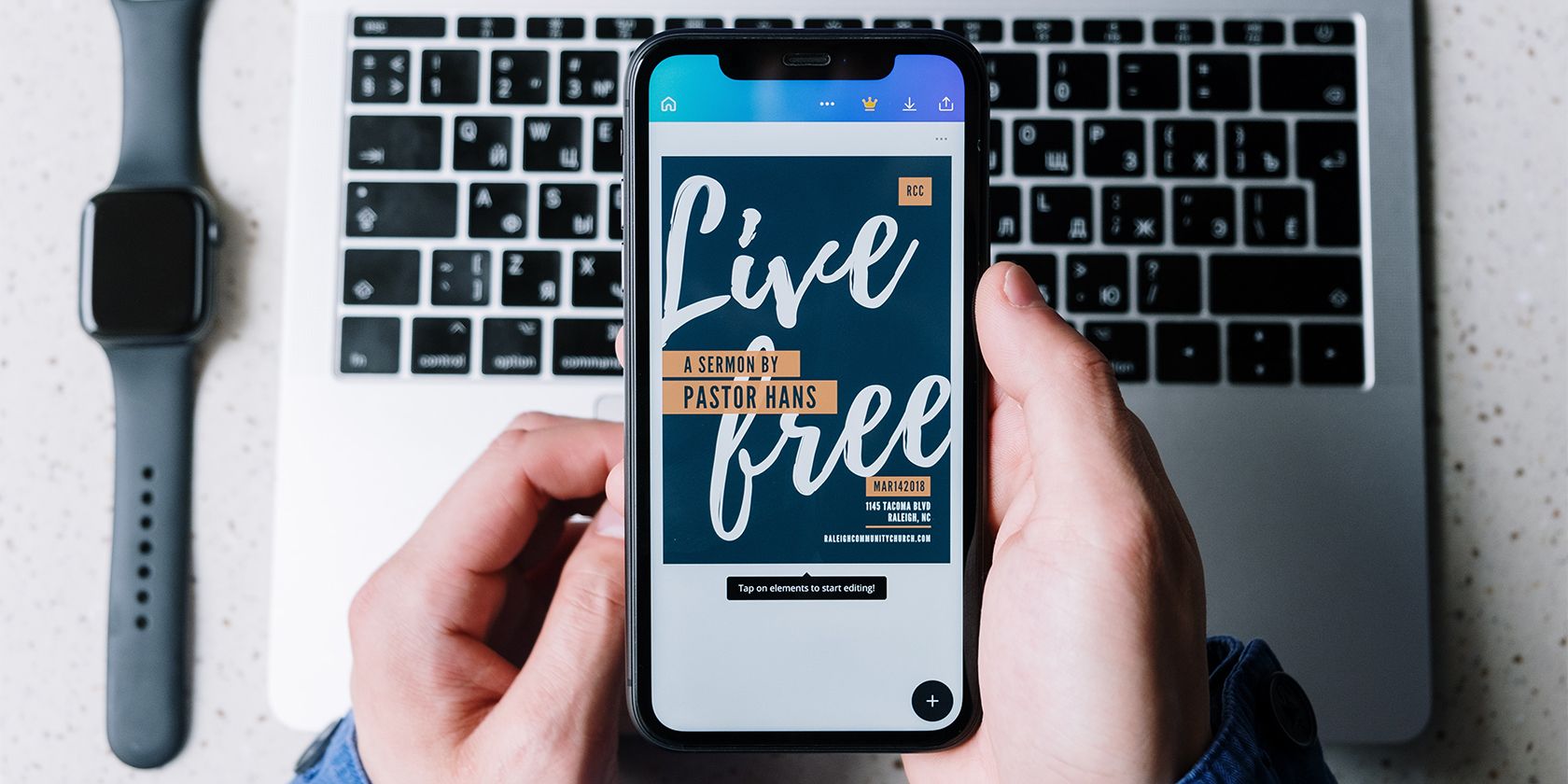 Canva on mobile app.