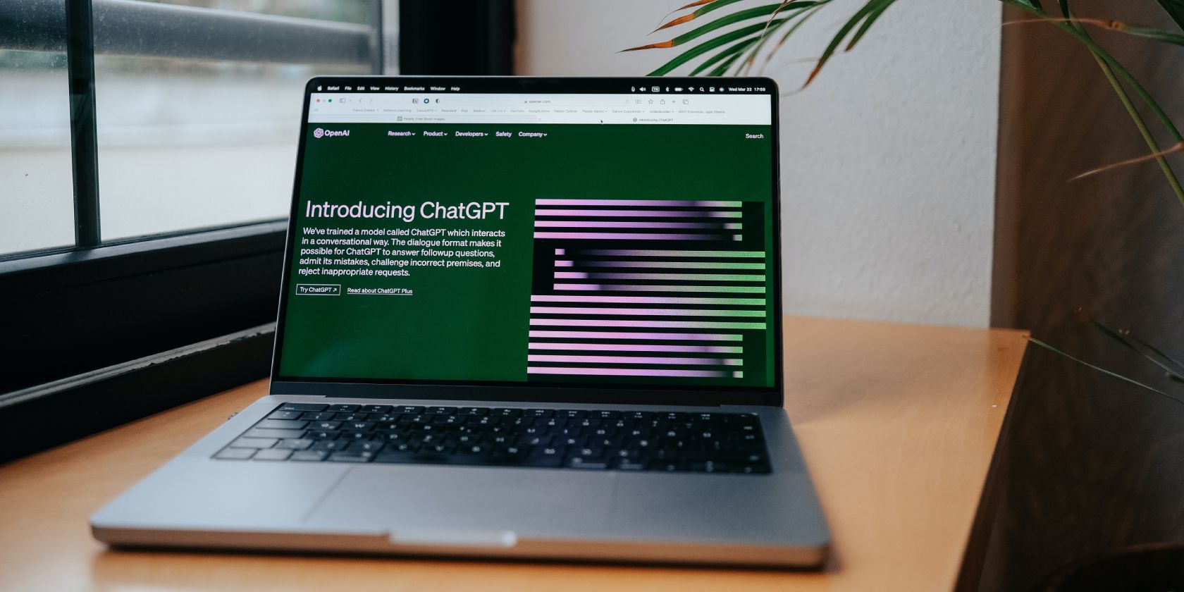 ChatGPT's homepage displayed on a laptop screen