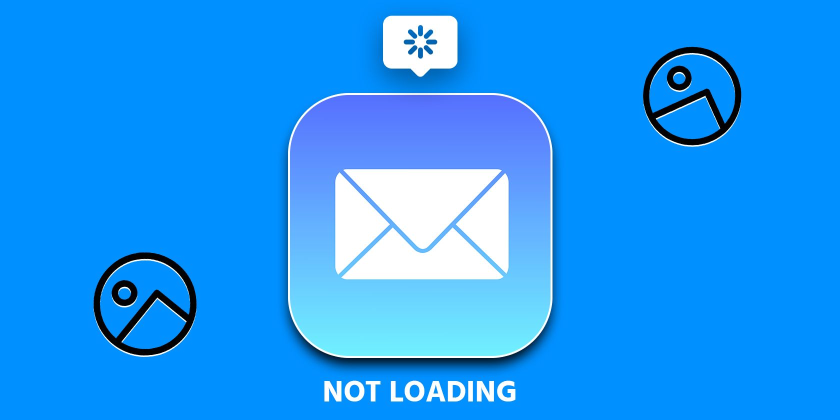 10 cách khắc phục hình ảnh không tải trong ứng dụng thư trên máy Mac Mail app icon on a blue screen with a text saying not loading
