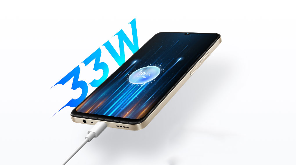 Công nghệ Super VOOC 33W giúp rút ngắn thời gian sạc của realme C53 đáng kể