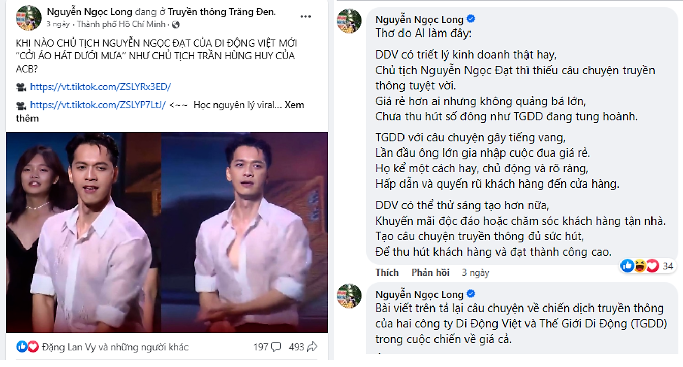 Bài chia sẻ trên facebook của chuyên gia công nghệ Nguyễn Ngọc Long nhận được hàng ngàn lượt like và hàng trăm bình luận
