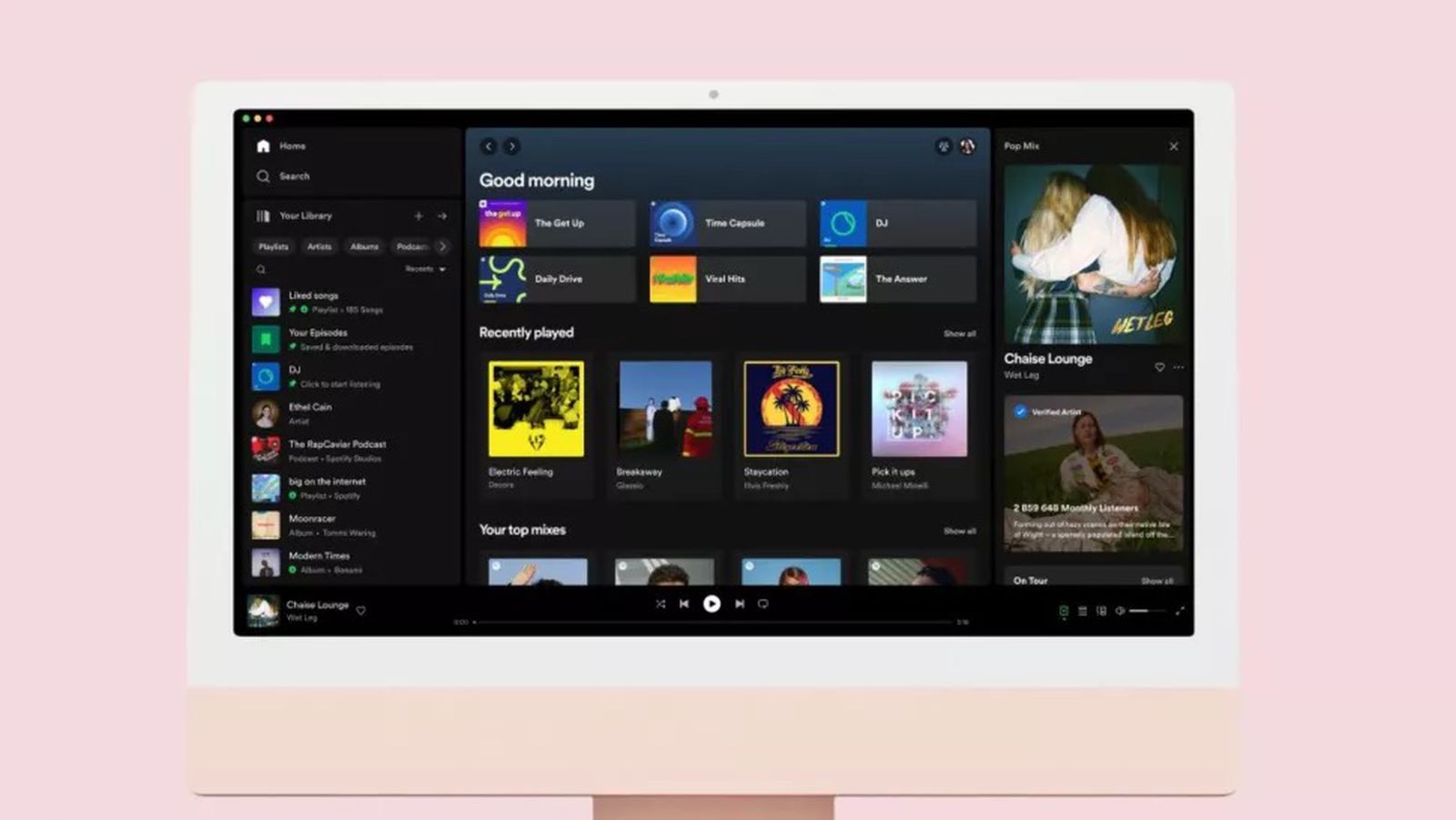 Ứng dụng Spotify dành cho máy tính để bàn được cập nhật với chế độ xem 'Thư viện của bạn' và 'Đang phát' được thiết kế lại
