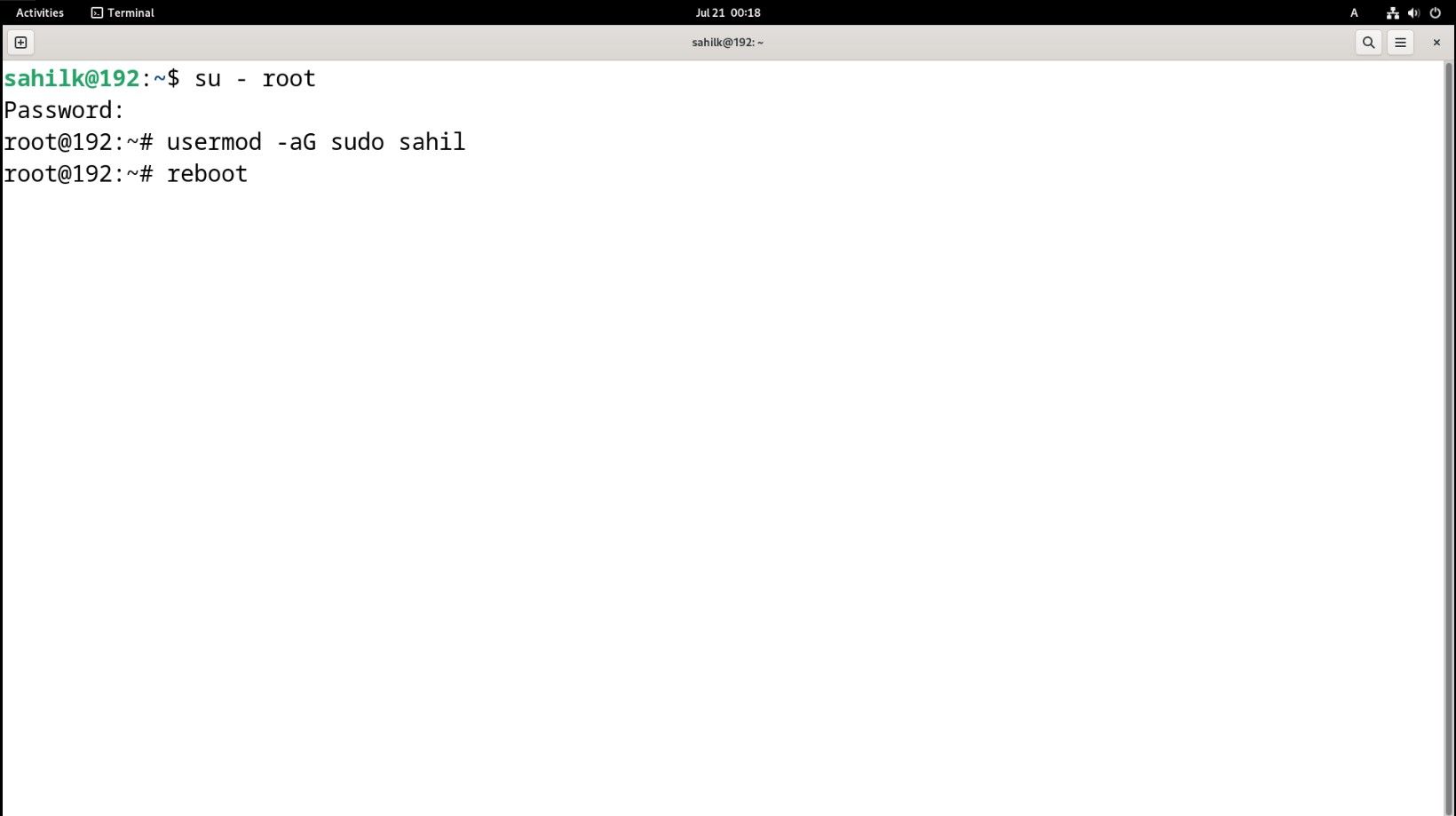 Mã thiết bị đầu cuối Linux để thêm người dùng vào nhóm sudoers