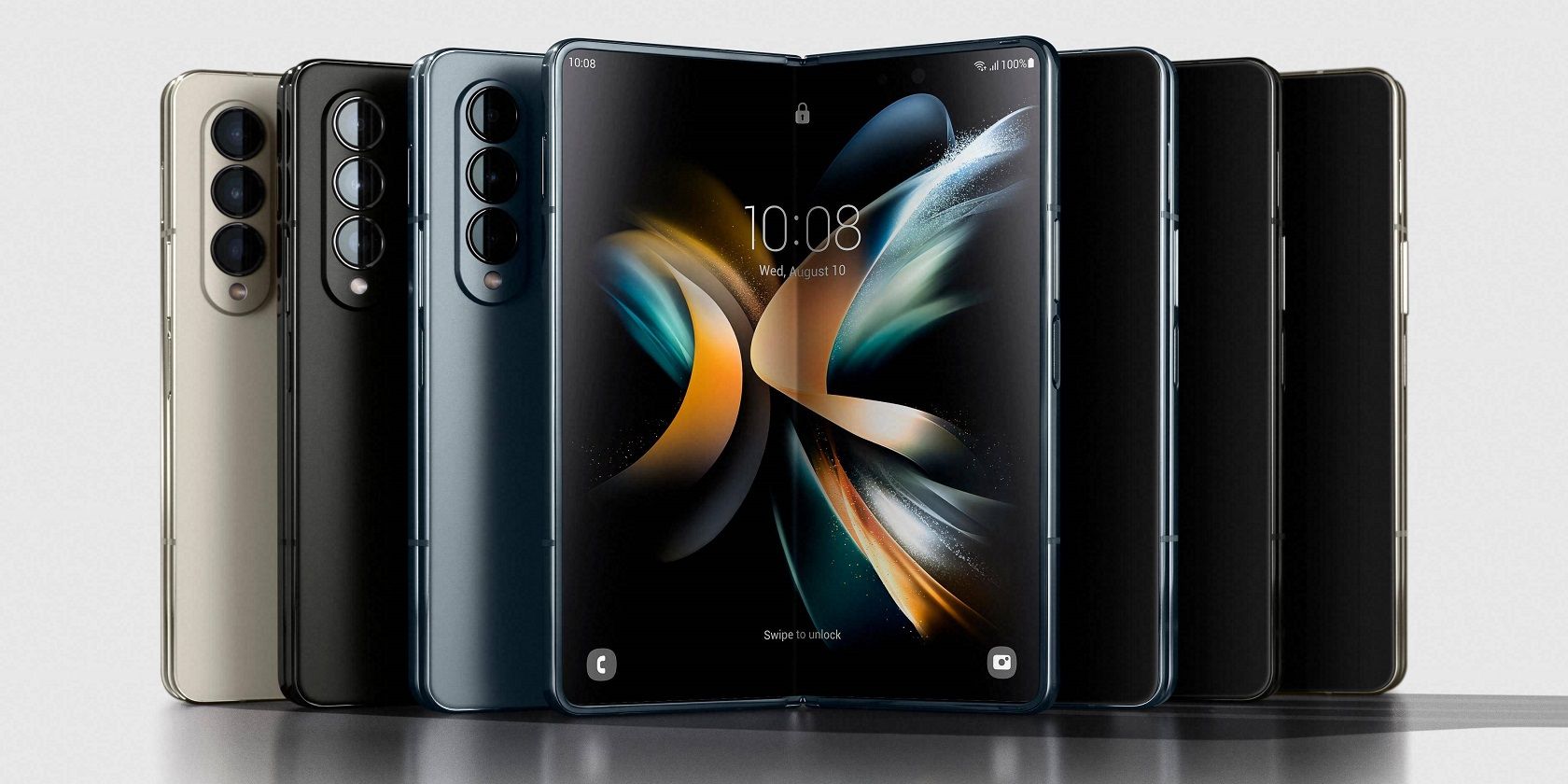 một dòng điện thoại thông minh samsung galaxy z fold 4 với nhiều màu sắc khác nhau