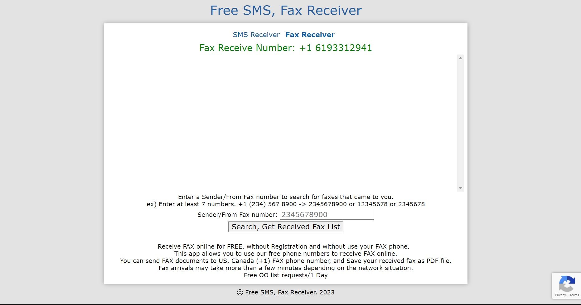 Sử dụng số fax miễn phí 