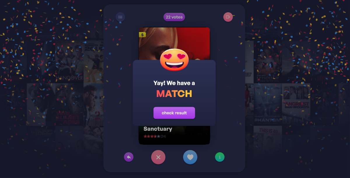 Match-a-Movie là một ứng dụng giống như Tinder để bạn và bạn bè vuốt sang phải trên các bộ phim cho đến khi cả hai cùng thích một bộ phim, giúp bạn quyết định xem nội dung nào mà không phải tranh luận