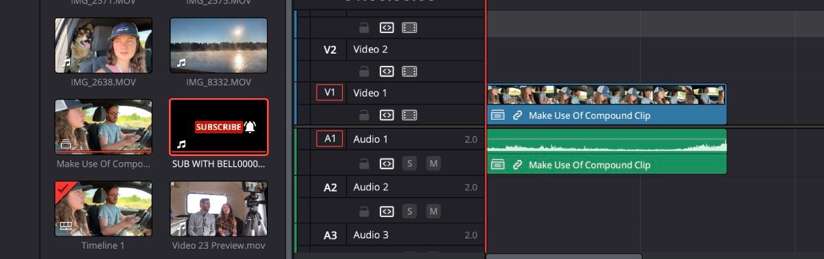 DaVinci Resolve Compound Clip trong Media Pool