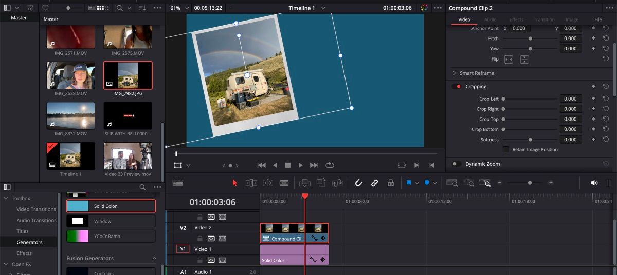 DaVinci Resolve Hiệu ứng Polaroid với Nền