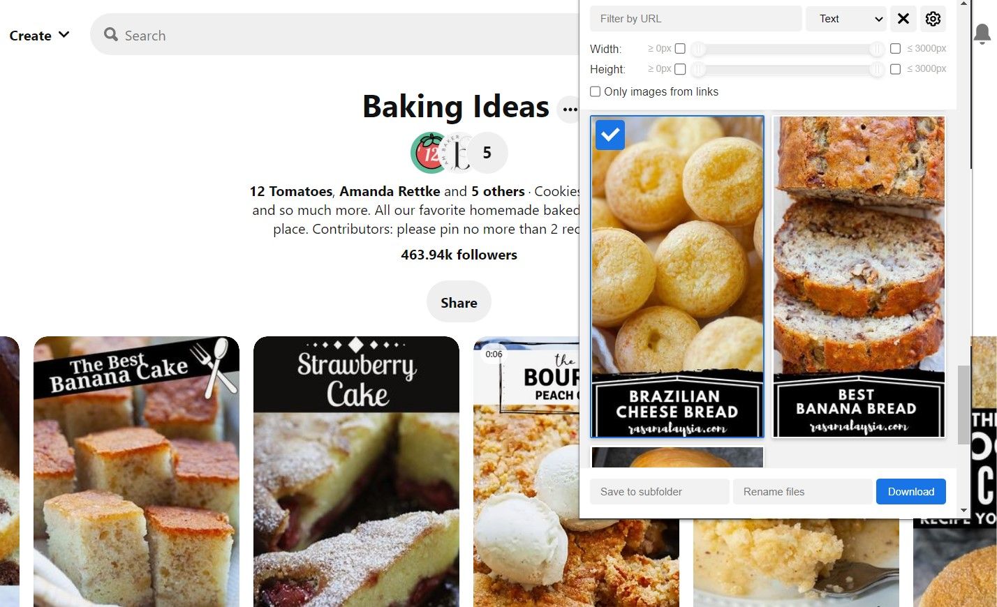 Lưu bảng hình ảnh trên Pinterest với Trình tải xuống hình ảnh