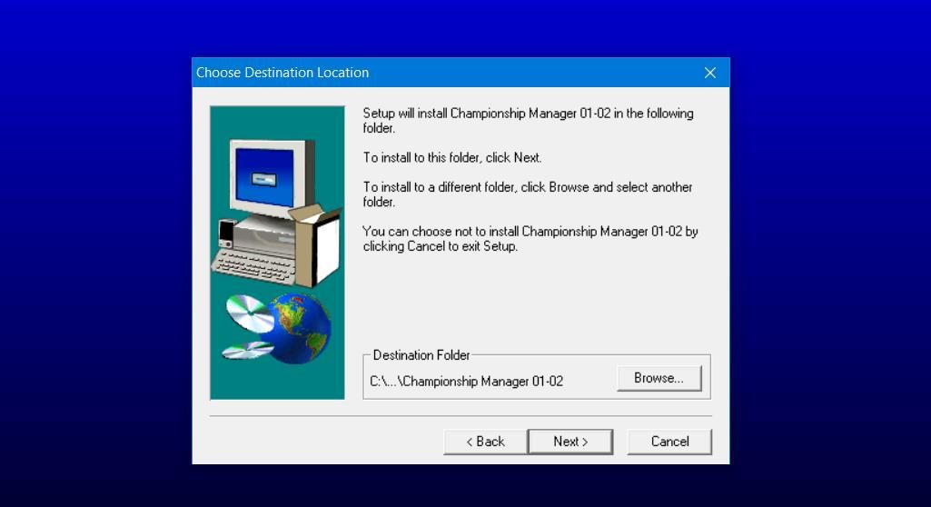 Tùy chọn Browse trong màn hình thiết lập Championship Manager 