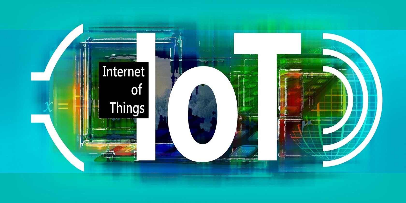 Hình ảnh có nền trừu tượng màu xanh lam có tên IoT