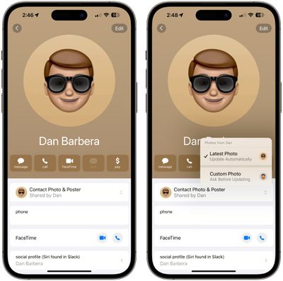 ứng dụng danh bạ ios 17