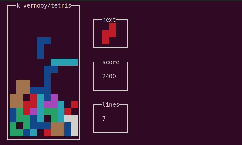 tetris trong thiết bị đầu cuối linux