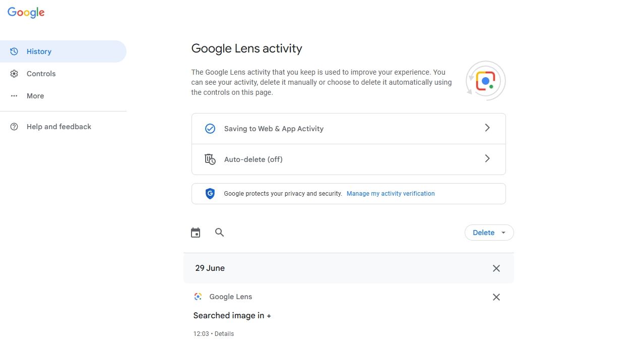 Biểu tượng chữ thập trên trang Hoạt động của tôi trên Google