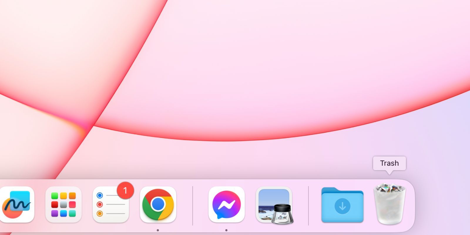 Thùng rác đầy trên màn hình chính của máy Mac