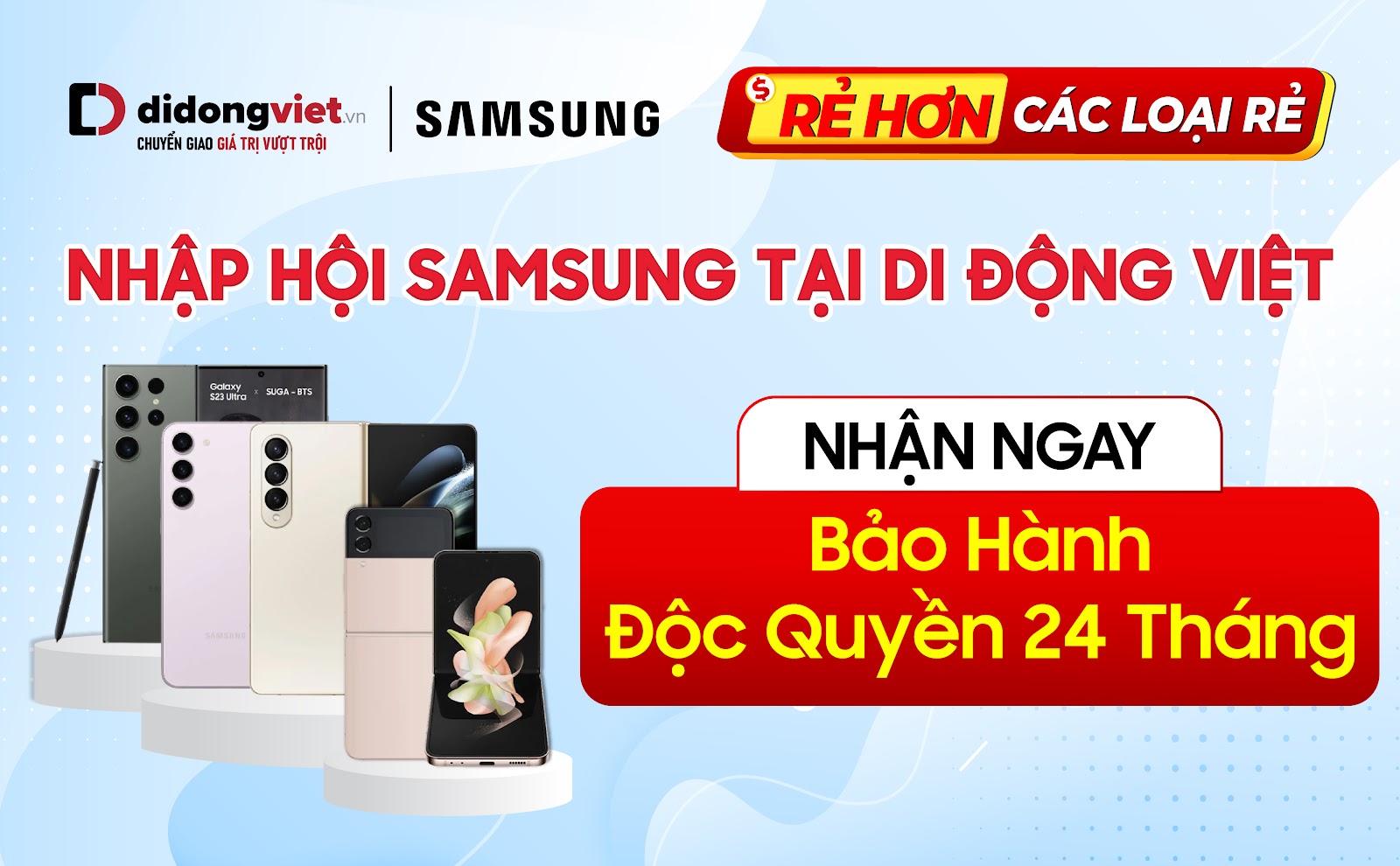 Nhập hội Samsung tại Di Động Việt, bảo hành độc quyền 24 tháng