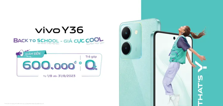Gợi ý mẫu điện thoại đáng mua nhất trong mùa “Back to school” TechTimes Vietnam vivo Y36 đang có ưu đãi giảm lên đến 600.000 đồng, cho phép trả góp 0% từ 1/8 - 31/8