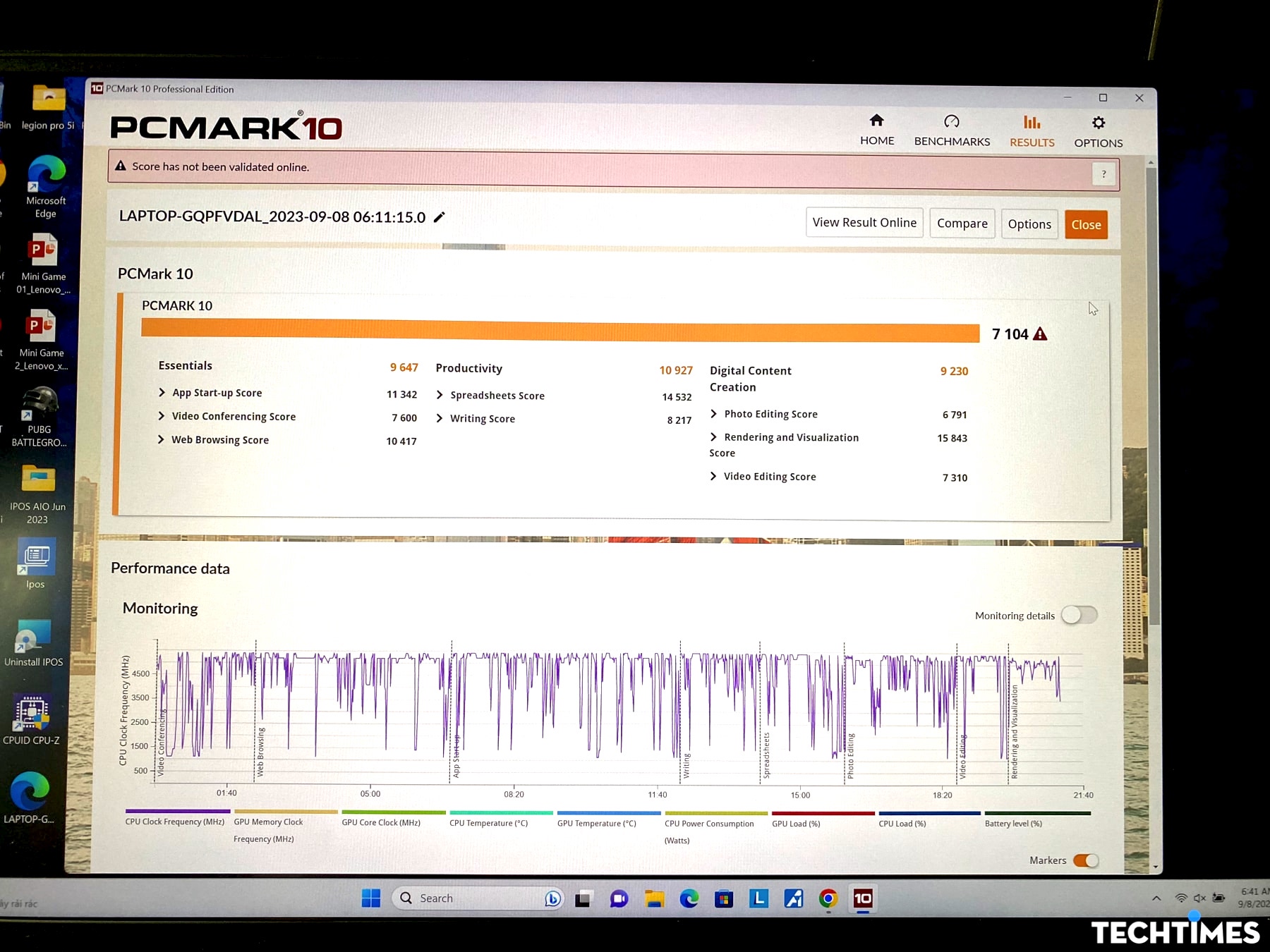 Chi tiết điểm số được đa bằng PCMark 10.