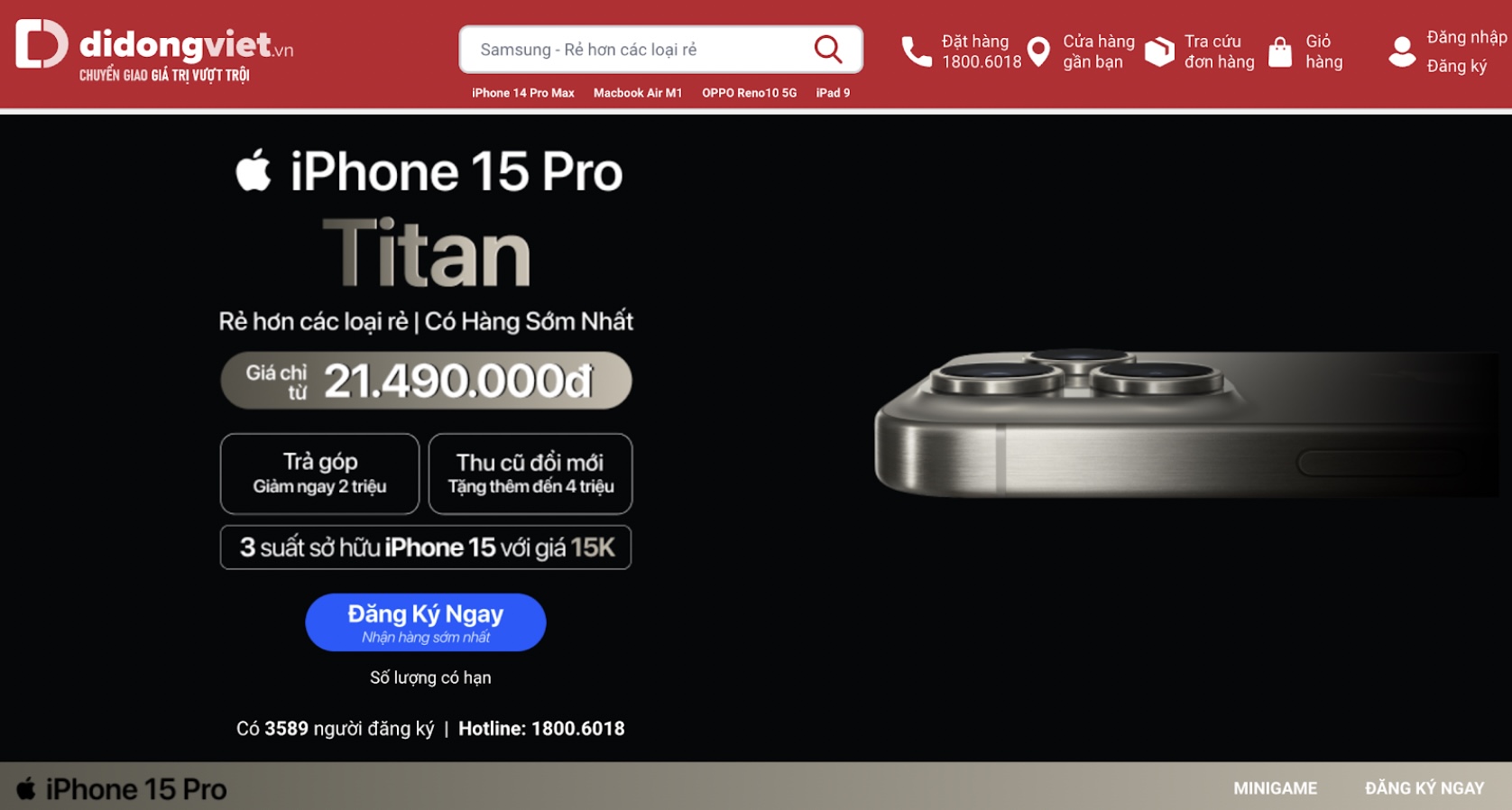 Di Động Việt tiếp tục tuyên bố giá iPhone 15 “Rẻ hơn các loại rẻ" TechTimes Vietnam Sau 24 giờ mở đăng ký nhận thông tin, Di Động Việt ghi nhận hơn 3.500 lượt đăng ký