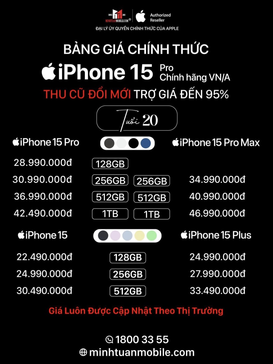Minh Tuấn Mobile tung đặc quyền “thu cũ đến 95%” khi mua iPhone 15 Series