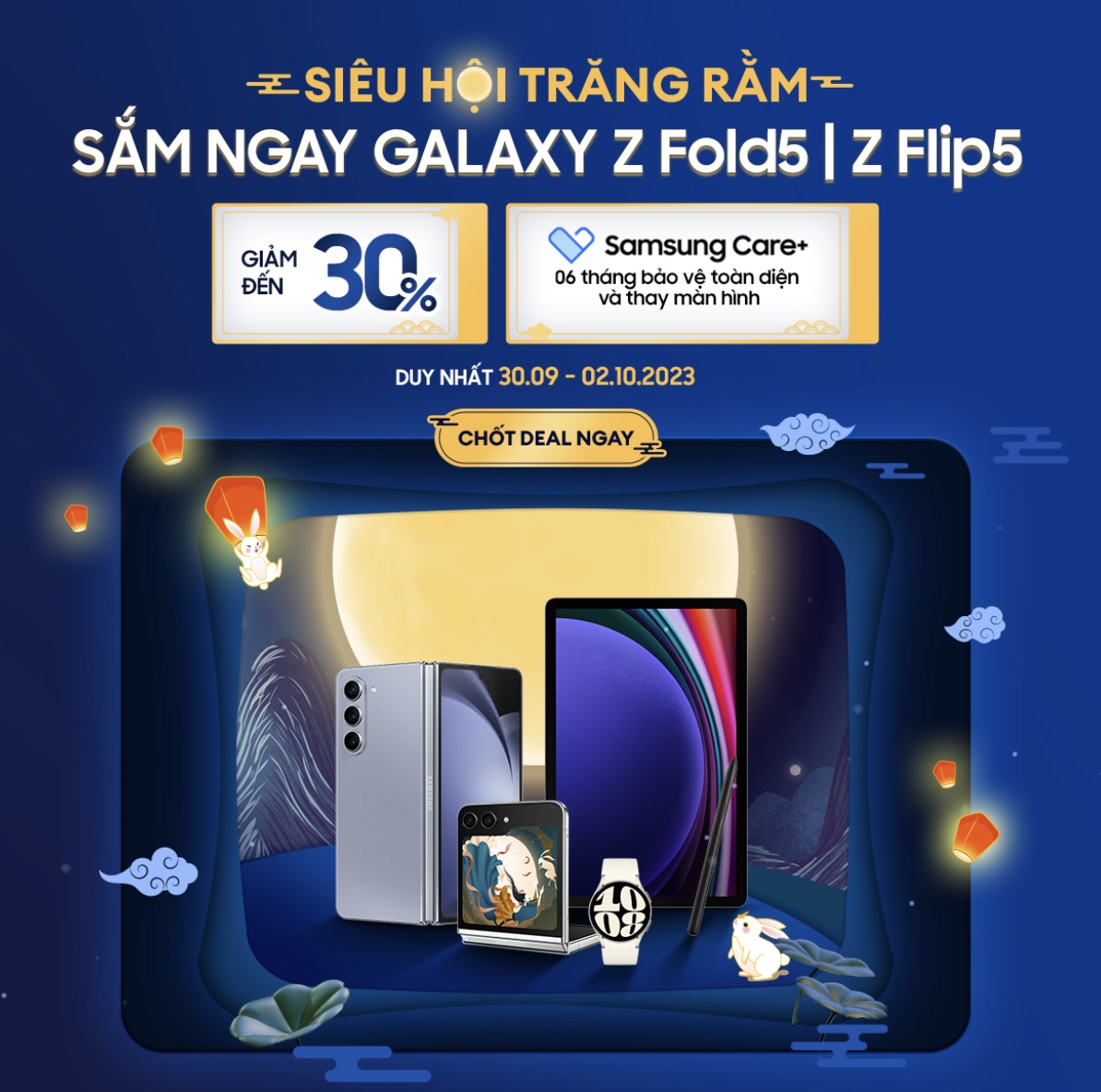 Siêu Hội Trăng Rằm: Samsung ưu đãi lớn khi mua Galaxy Z Flip5 và Z Fold5