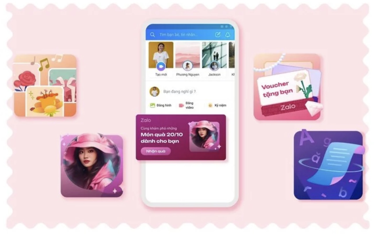 Thơ do AI làm; tạo ảnh chân dung bằng AI; thiệp yêu thương; sticker là 4 tính năng được Zalo cập nhật riêng cho ngày 20/10