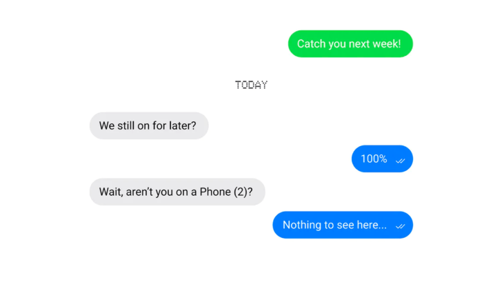 1700010606 363 iMessage Vs Khong co gi tro chuyen Ung dung moi TechTimes Vietnam iMessage Vs. Nothing Chat: Ứng dụng mới mang bong bóng màu xanh lam đến điện thoại Android như thế nào?