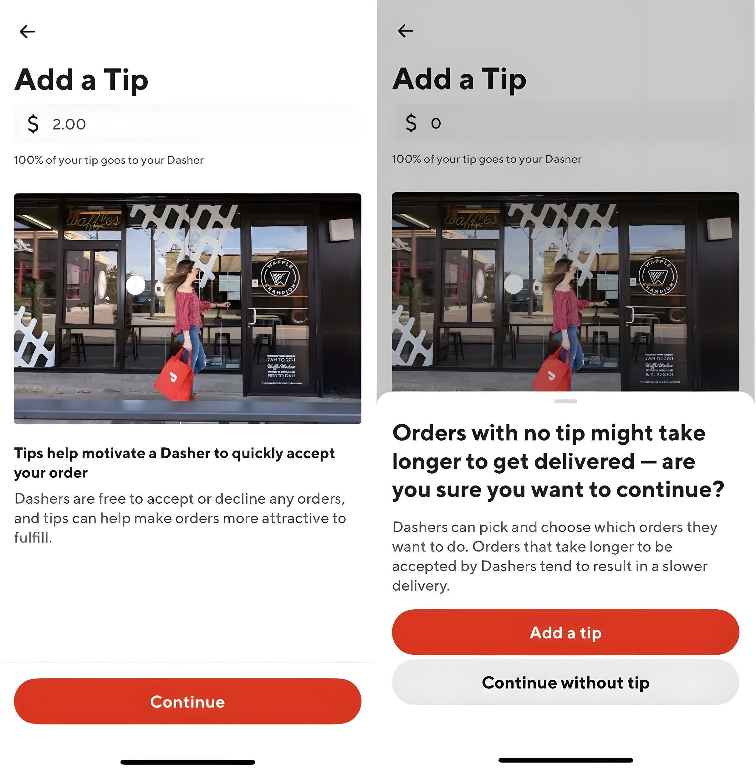 Cua so bat len DoorDash moi canh bao nhung khach TechTimes Vietnam Cửa sổ bật lên DoorDash mới cảnh báo những khách hàng không trả tiền boa sẽ phải chờ đợi đơn hàng lâu hơn