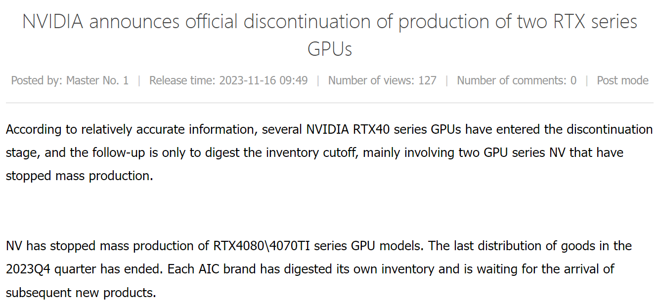 Nvidia có thể kết thúc việc sản xuất RTX 4070 Ti và 4080 trước khi ra mắt CES của các biến thể Super TechTimes Vietnam Nvidia co the ket thuc viec san xuat RTX 4070 TechTimes Vietnam Nvidia có thể kết thúc việc sản xuất RTX 4070 Ti và 4080 trước khi ra mắt CES của các biến thể Super