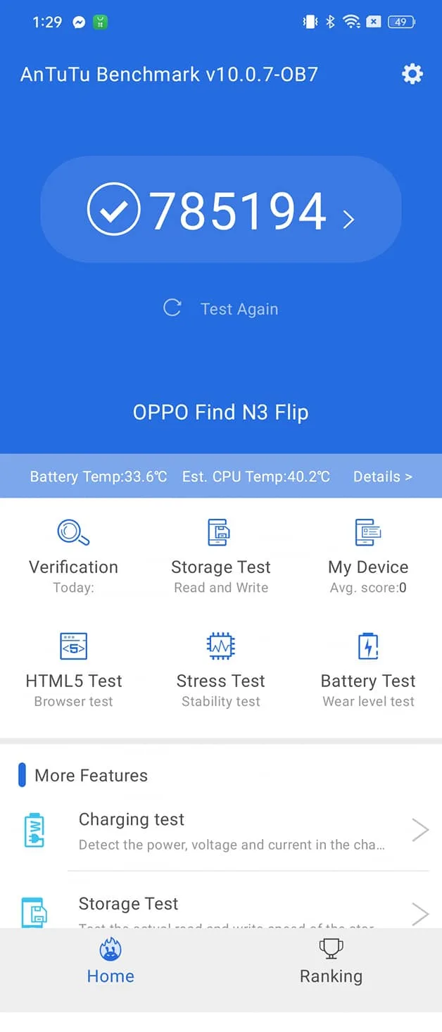 Hiệu năng benchmark với Antutu 10.