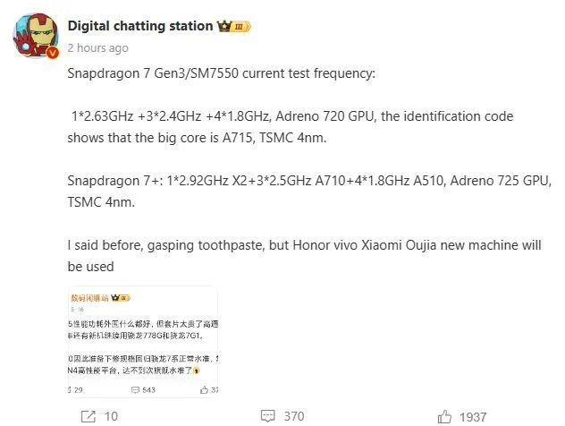 Snapdragon 7 Gen3 sẽ không lấn át người tiền nhiệm;  Sẵn sàng cho các thiết bị tầm trung