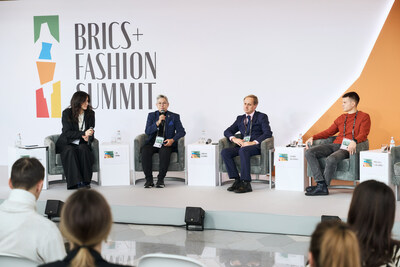 Dina Gorchakova (Project Manager for Digital Services Development at the Russian Export Center), Jay Ishak (President of the Malaysian Official Designers’ Association), and other notable speakers during the first day of BRICS+ Fashion Summit 2023 (PRNewsfoto/BRICS+ Fashion Summit)