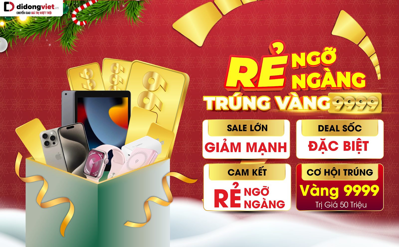 Điện thoại, phụ kiện công nghệ ưu đãi đến 60% cùng cơ hội trúng vàng 9999
