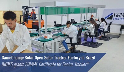 GameChange Solar Brazil factory workers building Genius Tracker(TM) components GameChange Solar Brazil factory workers building Genius Tracker(TM) components