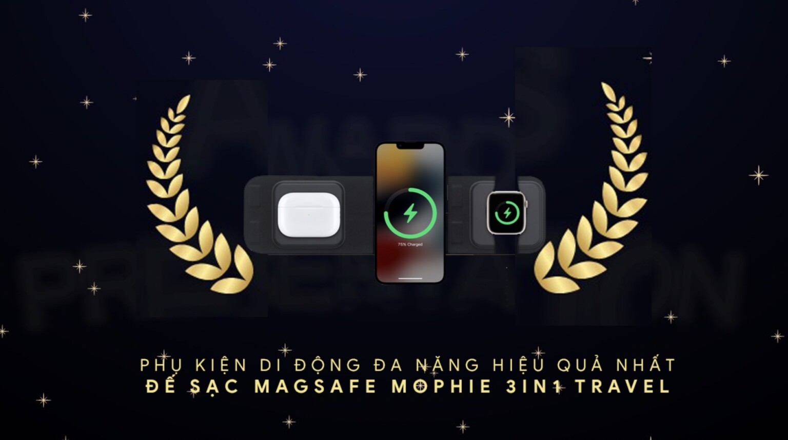 TechTimes Editors’ Choice 2023 vinh danh đế sạc Magsafe Mophie 3in1 travel Đế sạc Magsafe Mophie 3in1 travel