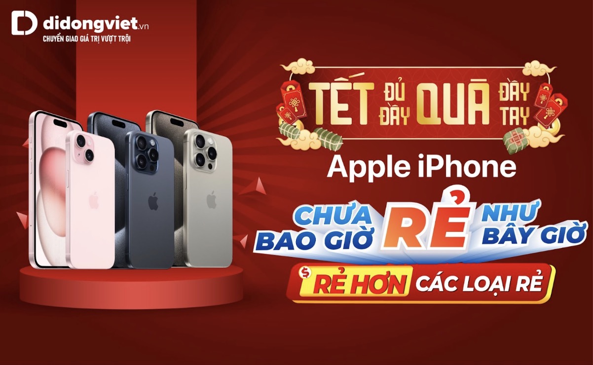 Di Động Việt đang áp dụng chương trình mua iPhone với 4 KHÔNG: không trả trước, không lãi suất, không phí chuyển đổi, không chờ đợi.
