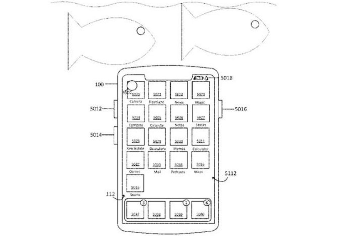 Hình ảnh minh họa mẫu iphone có thể hoạt động dưới nước trong bằng sáng chế của apple.