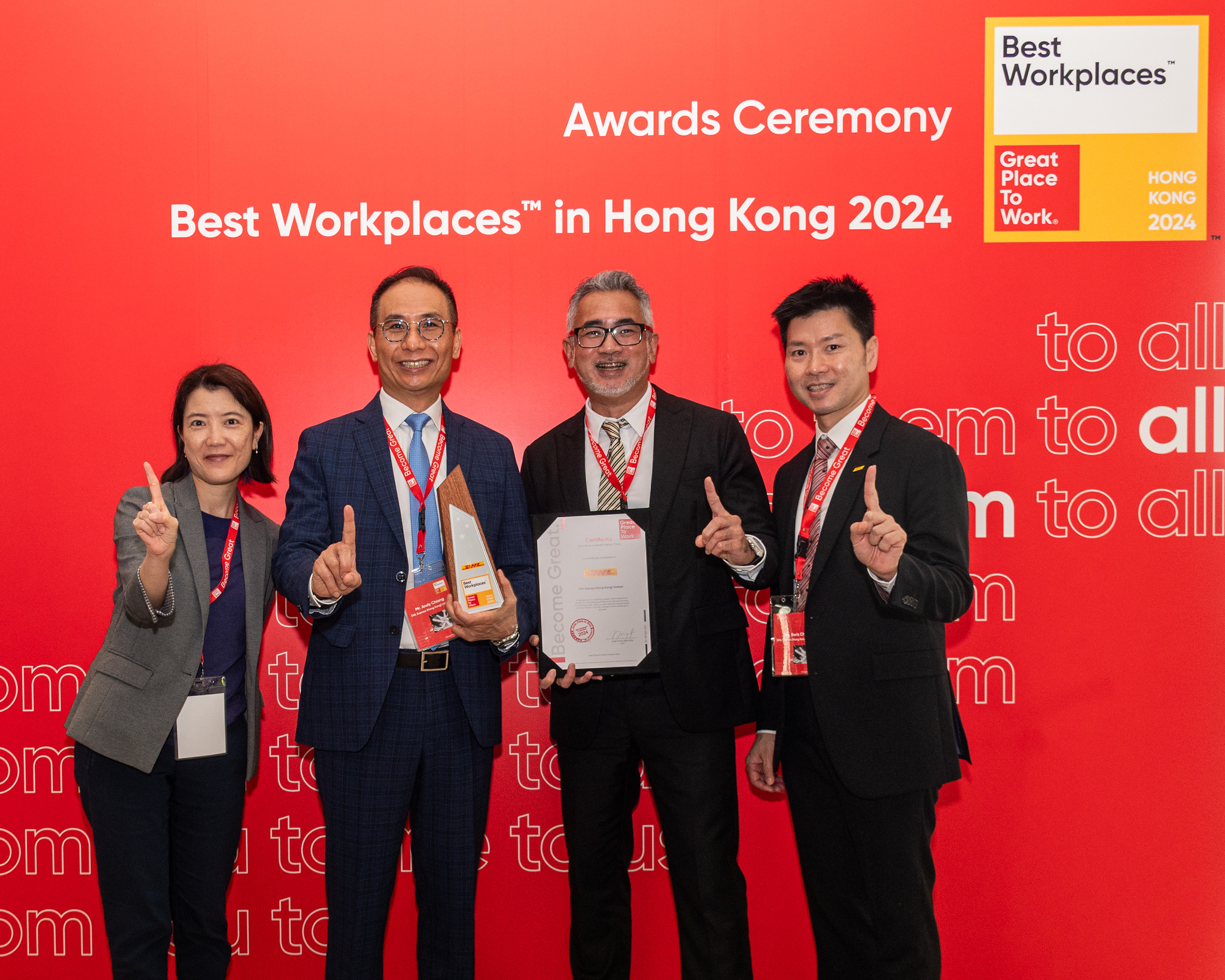 DHL Express được vinh danh là ‘Nơi làm việc tốt nhất™ tại Hồng Kông năm 2024 TechTimes Vietnam DHL Express team receives the 'Best Workplaces™ in Hong Kong 2024' award, reflecting DHL's unwavering commitment to fostering an inclusive and dynamic working environment.