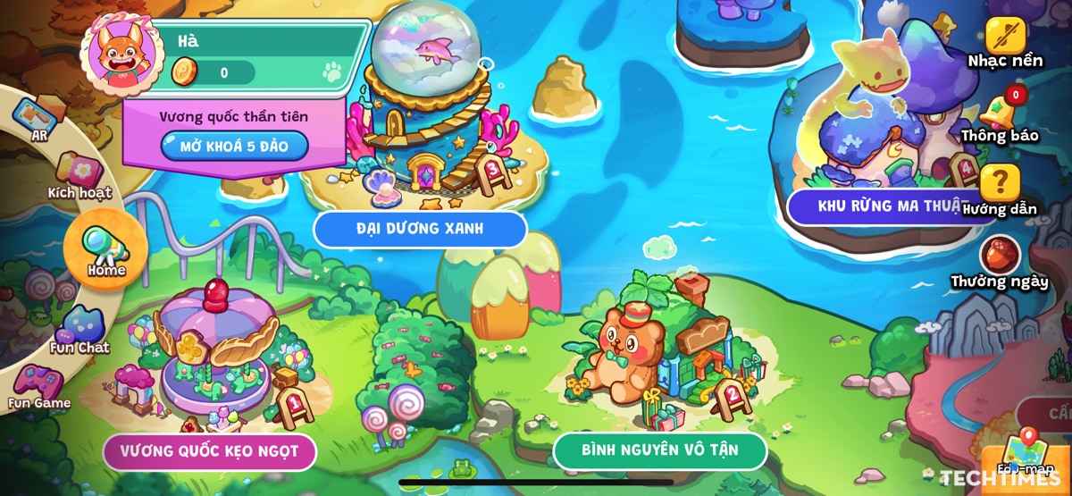 Giao diện với đồ hoạ đẹp, sinh động kích thích thị giác cho trẻ em.